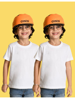 Nusyl - Boys White Solid Half Sleeve T-Shirts (Pack of 2)