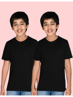 Nusyl - Boys Black Solid Half Sleeve T-Shirts (Pack of 2)