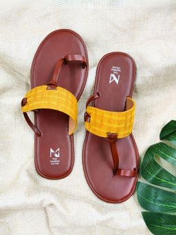 The Madras Trunk - Aura Slip On Brown and Yellow Flats