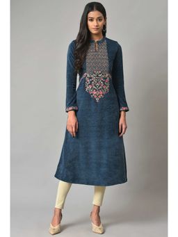 W - Blue Floral Winter Kurta