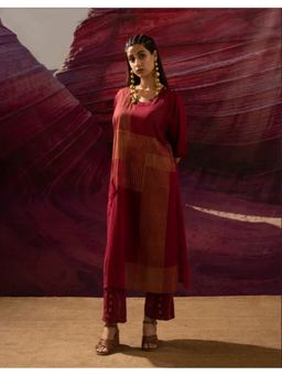 Banana Labs - Arum Chock Block Maroon Kurta