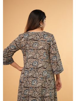 The Indian Ethnic Co. - Nisa Black Kalamkari Cotton Kali Kurta