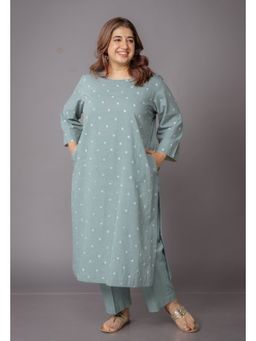 The Indian Ethnic Co. - Harsha Green Bandhani Cotton Straight Kurta