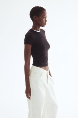 H&M - Women Black Fitted Microfibre T-Shirt