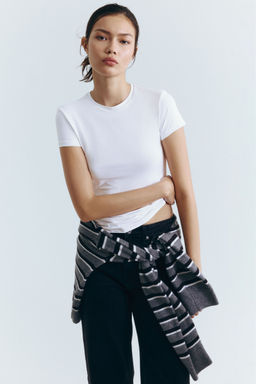 H&M - Women White Fitted Microfibre T-Shirt