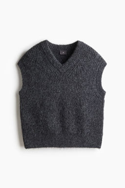H&M - Men Grey Loose Fit V-Neck Sweater Vest