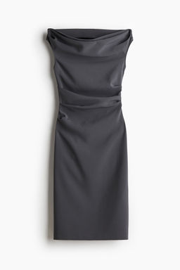 H&M - Women Grey Draped Twill Dress