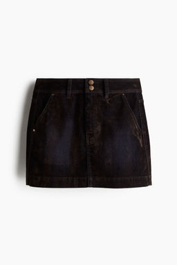 H&M - Women Black Flocked Denim Skirt