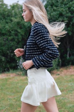 H&M - Women White Peplum-Hem Denim Skirt