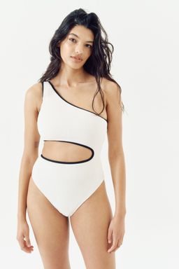 H&M - Women White One-Shoulder Cut-Out Swimsuit