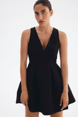 H&M - Women Black Fla-Skirt Dress