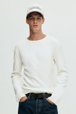 H&M - Men White Slim Fit Ribbed Top