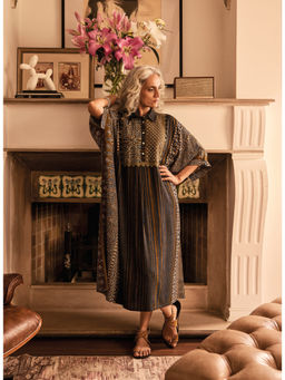 Lakshita - Green Printed Rayon Kaftan Dress