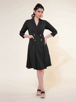 Jaey - Black Overlap Blazer Dress