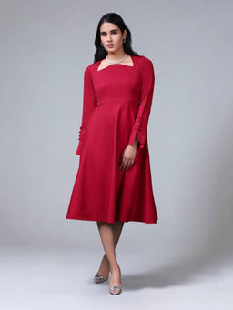 Jaey - Red Your Highness Flared Dress