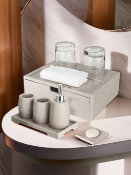 UMAI - Bathroom Accessories Set Khaki (5pcs)
