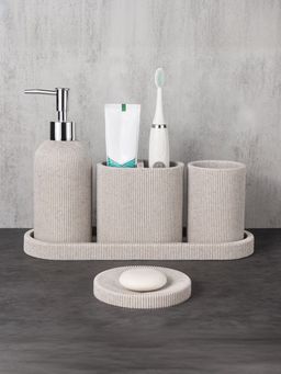 UMAI - Bathroom Accessories Set Khaki (5pcs)