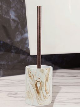 OBSESSIONS - freestanding Polyresin Toiletbrush with holder for Bathroom White-Brown