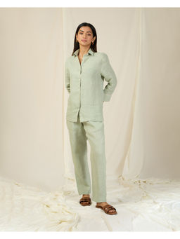 The Indian Artisan - Mint Green Linen Solid Shirt