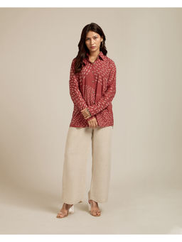 The Indian Artisan - Og Mona Red Cotton Printed Shirt