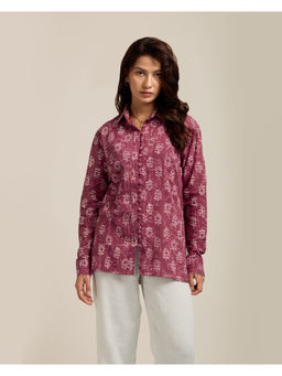 The Indian Artisan - Ruby Pink Cotton Printed Shirt