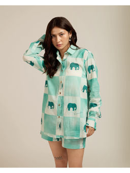 The Indian Artisan - Og Sea Green Printed Shirt