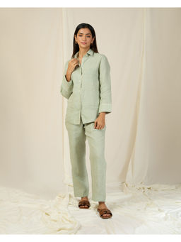 The Indian Artisan - Mint Green Linen Solid Co-Ord (Set of 2)
