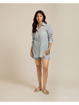 The Indian Artisan - Og Dawn Blue Printed Co-Ord (Set of 2)