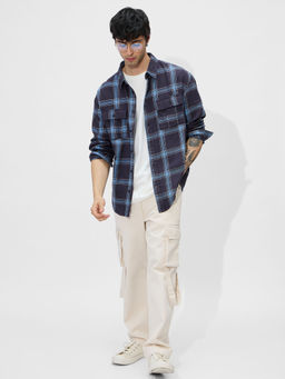 The Souled Store - Plaid- Blue Men Utility Shirt