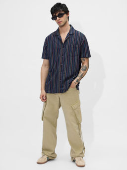 The Souled Store - Stripes Multi-Colour Men Textured Shirt