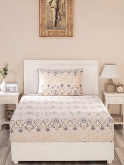 Maspar - Nouveau Tradition Kaleen Global 300 TC Cotton Neutral Single Bedsheet ,1 Pillow Cover