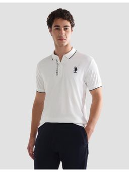 U.S. POLO ASSN. - White Active Sports Men's Solid Slim Fit Active Polo T-Shirt