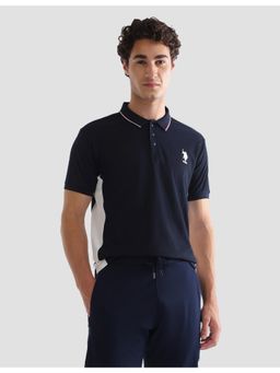 U.S. POLO ASSN. - Blue Active Sports Men's Solid Slim Fit Active Polo T-Shirt