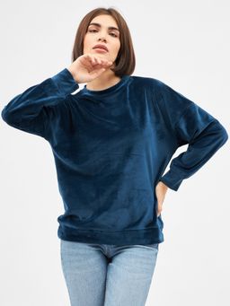 Kibo - Womens Super Soft Blue Oversized Box-Fit Sweatshirt