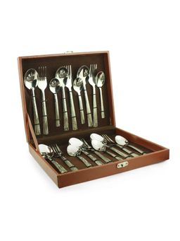 FNS - Montavo by FNS Lush 18 Pc Cutlery Set with Box (6 Dinner Spoons,6 Dinner Forks and 6 Teaspoon)