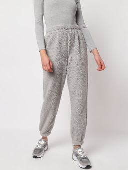 Missguided - Grey Co Ord Borg Teddy 90'S Joggers