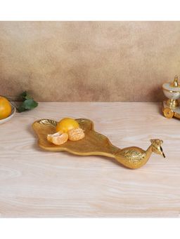 Amaya Decors - Peacock Aluminium Gold Big Gifting Platter