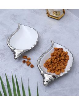 Amaya Decors - Shankh Shape Aluminium Platter (Pack of 2)