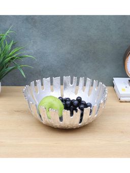 Amaya Decors - Silver Striped Aluminium Fruit Bowl