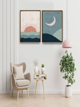 The Art House - Abstract Painting Multicolor (Set of 2) (40X30 Inches)