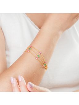 IHA FINE JEWELLERY - Royal Trinity Layered Bracelet - Ruby Emerald 18Kt Gold Plated Sterling Silver