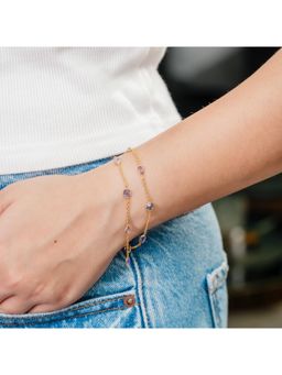 IHA FINE JEWELLERY - The Azure Harmony Dual-Layer Tanzanite 18Kt Gold Plated Sterling Silver Bracelet