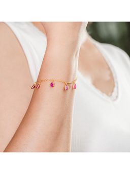 IHA FINE JEWELLERY - The Crimson Majesty Single-Layer Ruby 18Kt Gold Plated Sterling Silver Bracelet