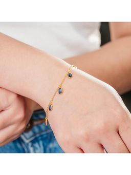 IHA FINE JEWELLERY - The Azure Nobility Blue Sapphire 18Kt Gold Plated Sterling Silver Bracelet