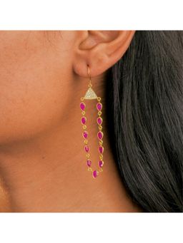 IHA FINE JEWELLERY - Ruby Chandelier Earrings In 18K Gold-Plated 925 Silver