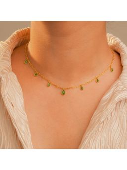 IHA FINE JEWELLERY - Emerald Charm Necklace With Pear Emeralds In 18K Gold-Plated 925 Silver