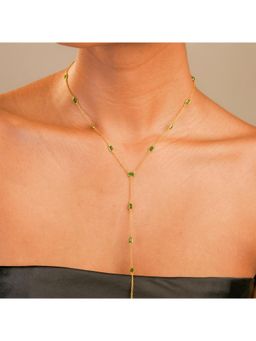 IHA FINE JEWELLERY - Emerald Lariat Y Chain Necklace In 18K Gold-Plated 925 Silver