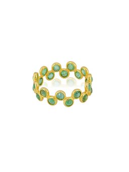 IHA FINE JEWELLERY - Classic Emerald Eternity Band Ring In 18K Gold-Plated 925 Silver