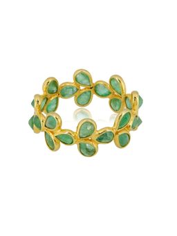 IHA FINE JEWELLERY - Pear Emerald Eternity Band Ring In 18K Gold-Plated 925 Silver