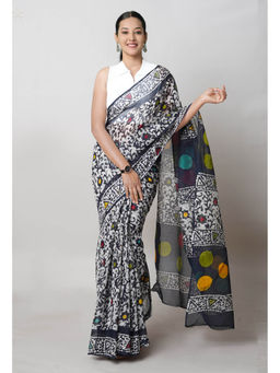 Unnati Silks - Multi Pure Batik Printed Kota Saree with Unstitched Blouse